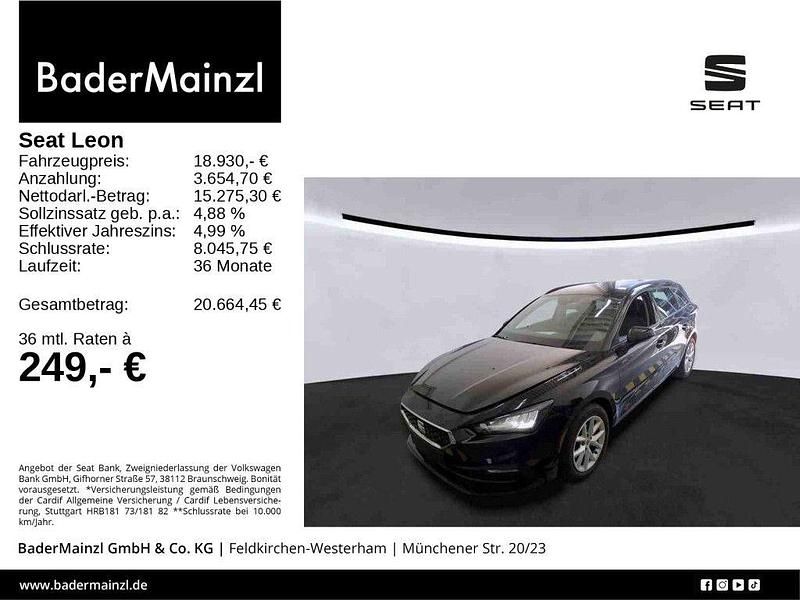 Midnight schwarz metallic (metallic) Gebraucht 2021 Seat Leon ST Style Kombi | 18.930 € (Fairer Preis) - Bild 1/3