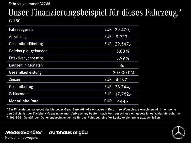 Lack selenitgrau (metallic) Gebraucht 2024 Mercedes C180 Avantgarde Limousine | 39.470 € (Fairer Preis) - Bild 1/2