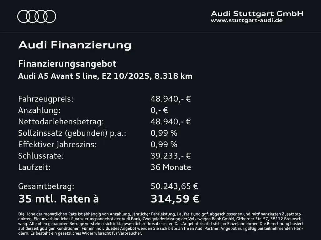 Gebraucht Audi A5 Ambiente 204 PS (150 kW) 2025 Grenadinerot metallic Kombi