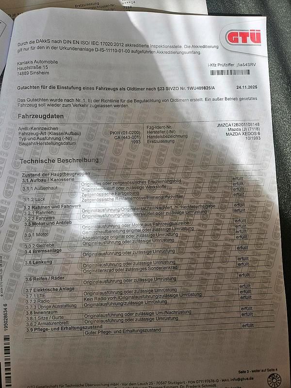 Gebraucht Mazda Xedos 144 PS (105 kW) 1993 Grau Limousine