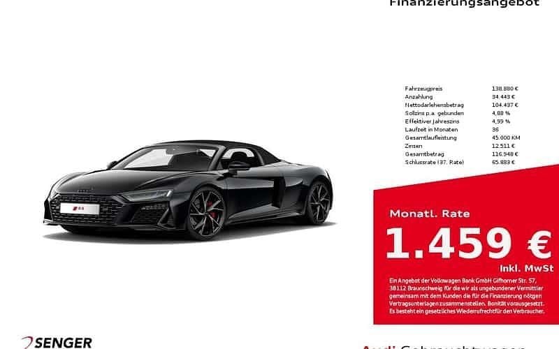 Mythosschwarz metallic Gebraucht 2022 Audi R8 Spyder Performance Cabrio | 138.880 € (Guter Preis) - Bild 1/4
