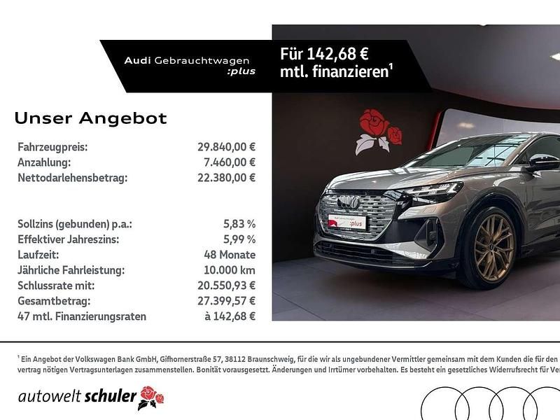 Taifungrau metallic Gebraucht 2022 Audi e-tron Sportback S-Line SUV | 29.840 € (Guter Preis) - Bild 1/4