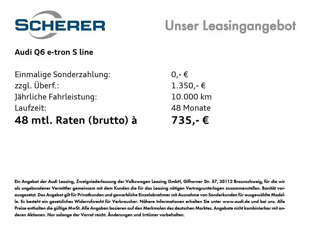 Neu Audi Q6 e-tron Business 314 kW (428 PS) 2026 Grau SUV