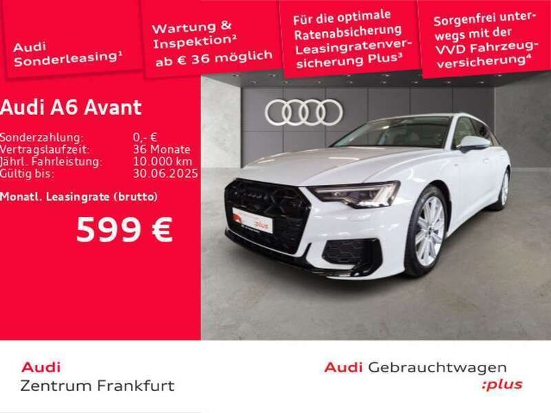 Gletscherweiß metallic Gebraucht 2024 Audi A6 S-Line Kombi | 55.850 € - Bild 1/2