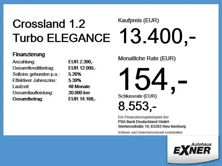 Gebraucht Opel Crossland Elegance 110 PS (80 kW) 2023 Grau SUV