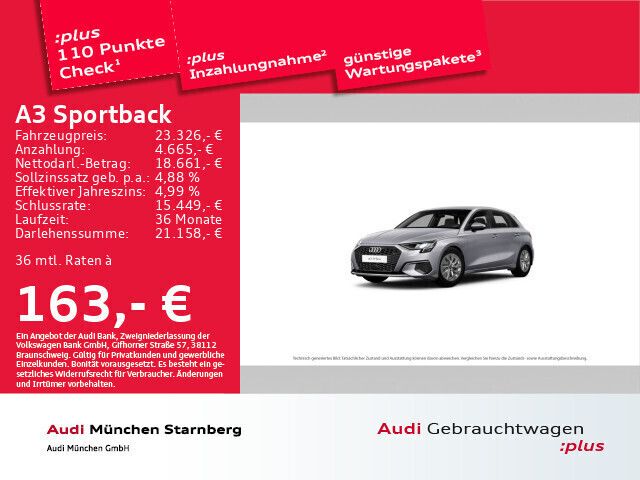Florettsilber metallic Gebraucht 2022 Audi A3 Sportback e-tron Advanced Limousine | 25.473 € (Fairer Preis) - Bild 1/2
