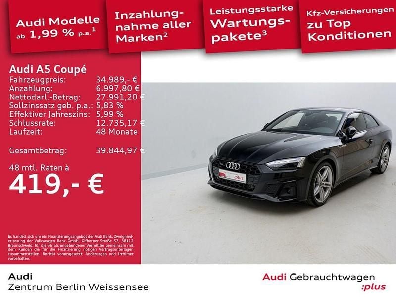 Mythosschwarz metallic Gebraucht 2022 Audi A5 S-Line Coupé | 34.989 € (Guter Preis) - Bild 1/4