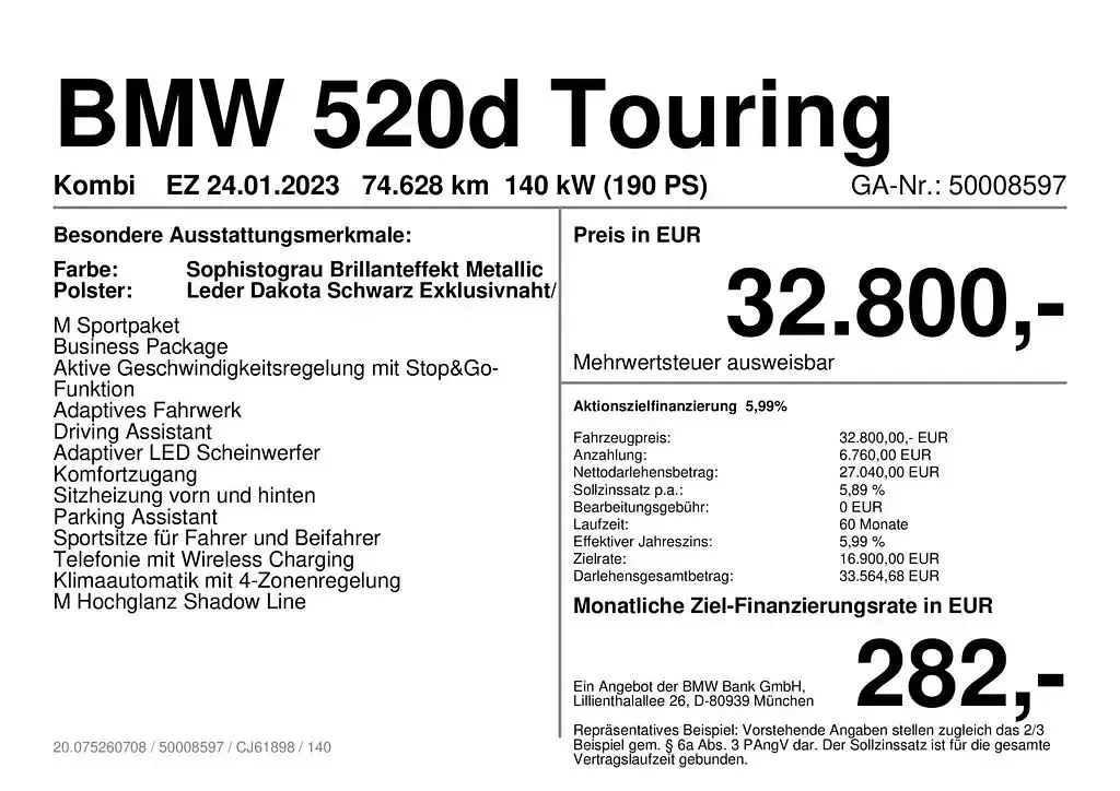 Gebraucht BMW 520 M Sport 190 PS (139 kW) 2023 Grau Kombi