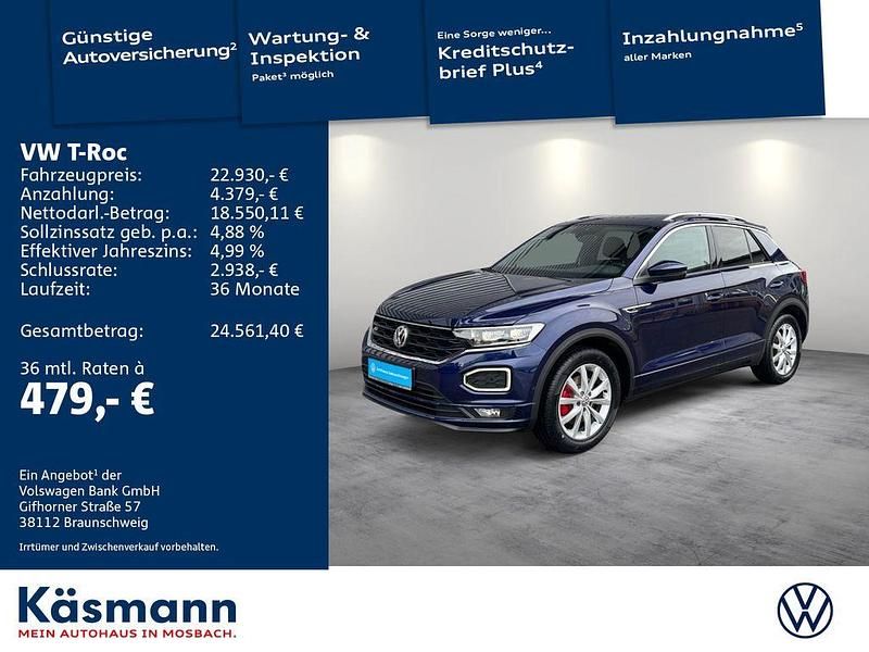 Blau Gebraucht 2018 VW T-Roc Sportline SUV | 22.930 € (Teuer) - Bild 1/4