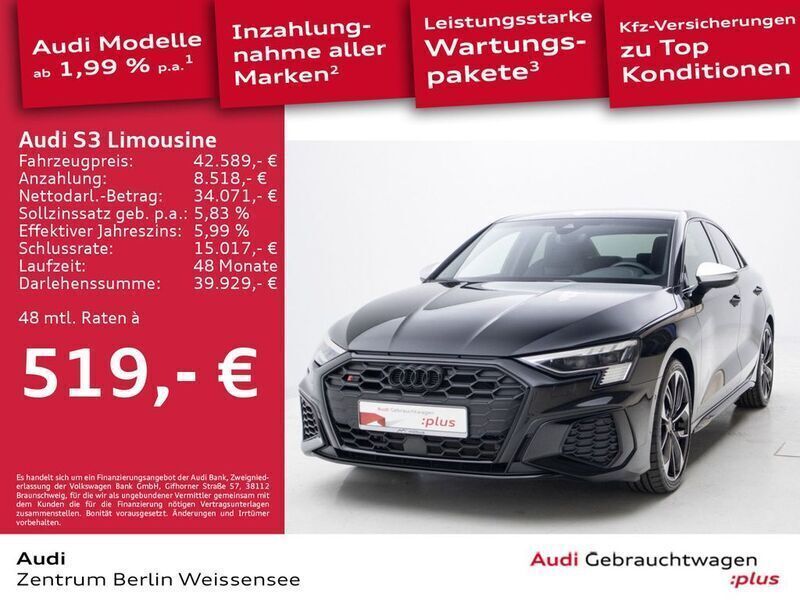 Mythosschwarz metallic Gebraucht 2023 Audi S3 Sport Limousine | 42.589 € (Fairer Preis) - Bild 1/4