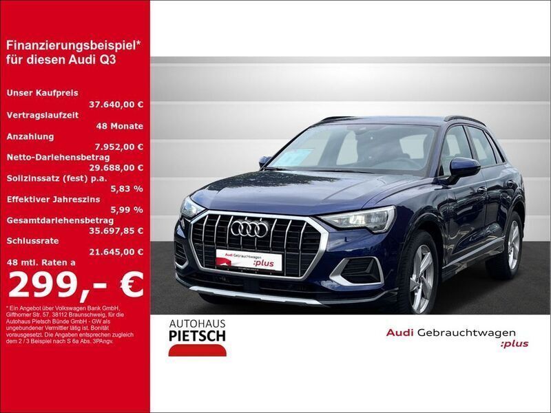 Navarrablau metallic (blau) Gebraucht 2023 Audi Q3 Advanced SUV | 37.640 € (Fairer Preis) - Bild 1/4