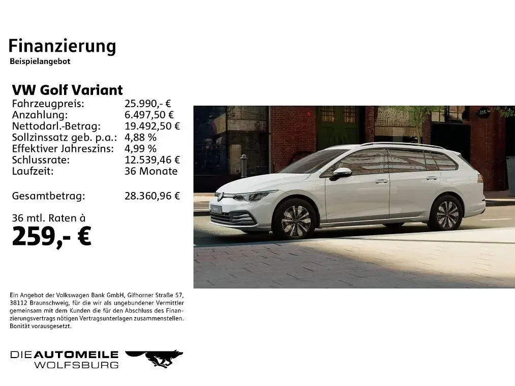 Brugt VW Golf VIII Move 110 HK (80 kW) 2024 Hvid Stationcar
