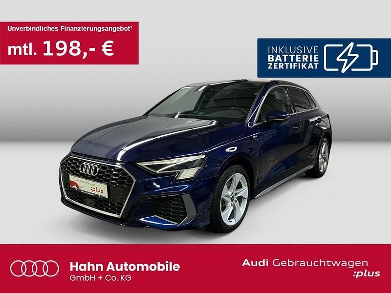 Blau Gebraucht 2022 Audi A3 Sportback e-tron S-Line Limousine | 26.460 € (Guter Preis) - Bild 1/3