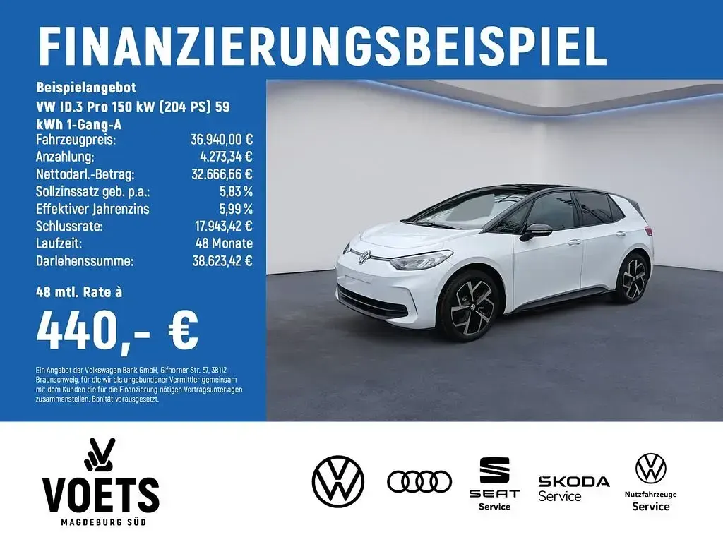 Brugt VW ID.3 Pro 150 kW (204 HK) 2026 Hvid Hatchback