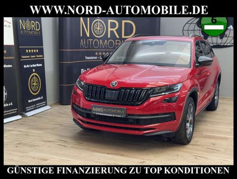 Velvet rot metallic (metallic) Gebraucht 2020 Skoda Kodiaq SportLine SUV | 28.490 € (Fairer Preis) - Bild 1/3