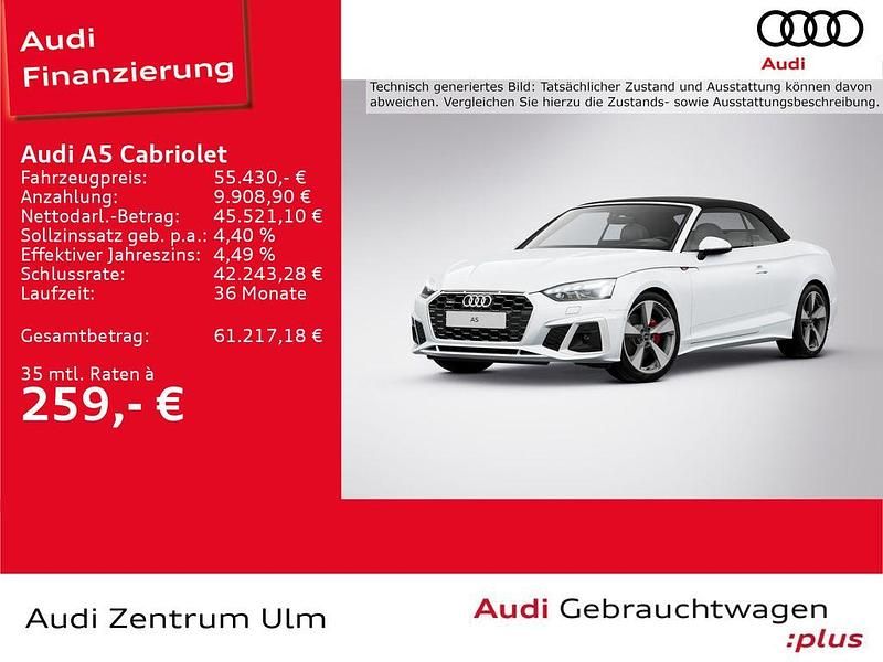 2y gletscherweiß metallic Gebraucht 2024 Audi A5 Cabriolet S-Line Cabrio | 55.430 € (Teuer) - Bild 1/4