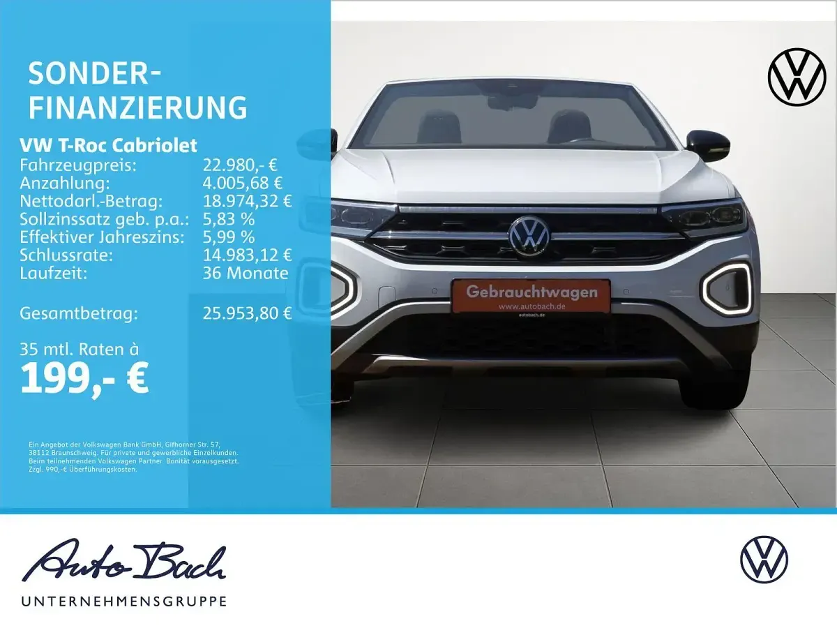 Gebraucht VW T-Roc Cabriolet Style 150 PS (110 kW) 2022 Weiß Cabrio