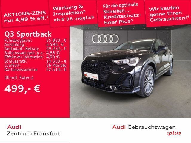 Mythosschwarz metallic Gebraucht 2022 Audi Q3 Sportback S-Line SUV | 35.850 € (Fairer Preis) - Bild 1/2