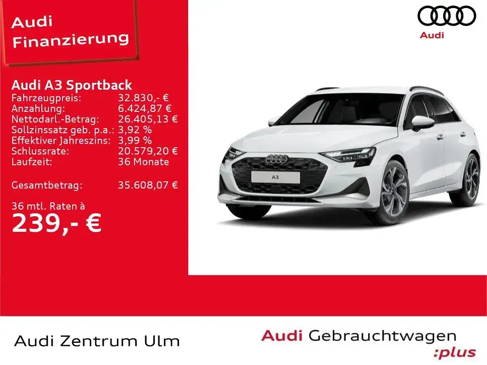 Gebraucht Audi A3 Advanced Plus 150 PS (110 kW) 2025 Gletscherweiß metallic Limousine