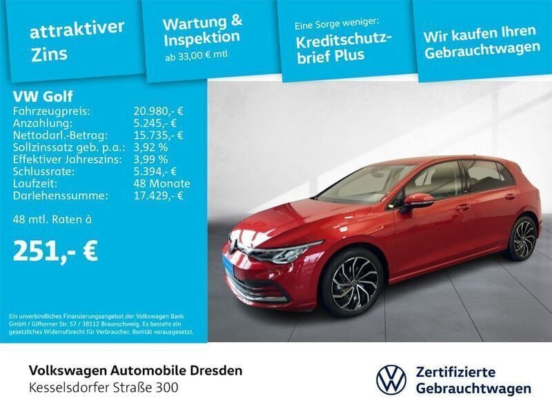 Gebraucht VW Golf VIII Active 131 PS (96 kW) 2021 Andere farbe Kleinwagen