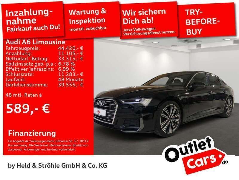 Brillantschwarz Gebraucht 2023 Audi A6 S-Line Limousine | 44.420 € (Guter Preis) - Bild 1/3