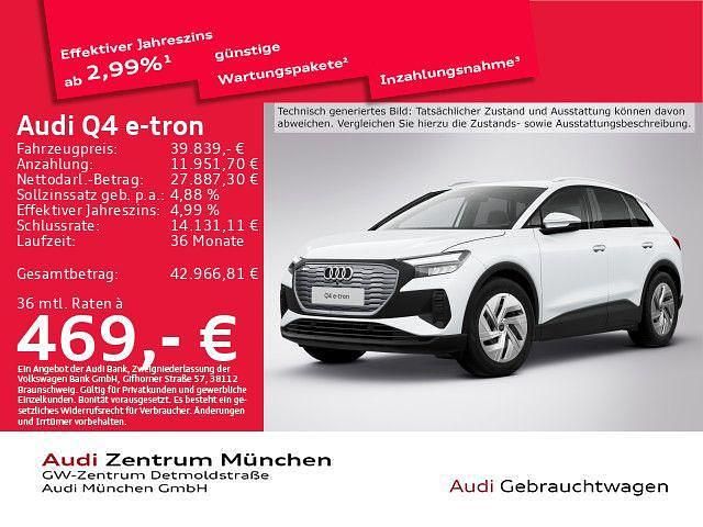 Gletscherweiß metallic Gebraucht 2023 Audi Q4 e-tron Comfort SUV | 39.839 € - Bild 1/2