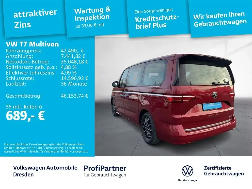 Używany VW Multivan Style 150 KM (110 kW) 2022 Czerwony Minivan