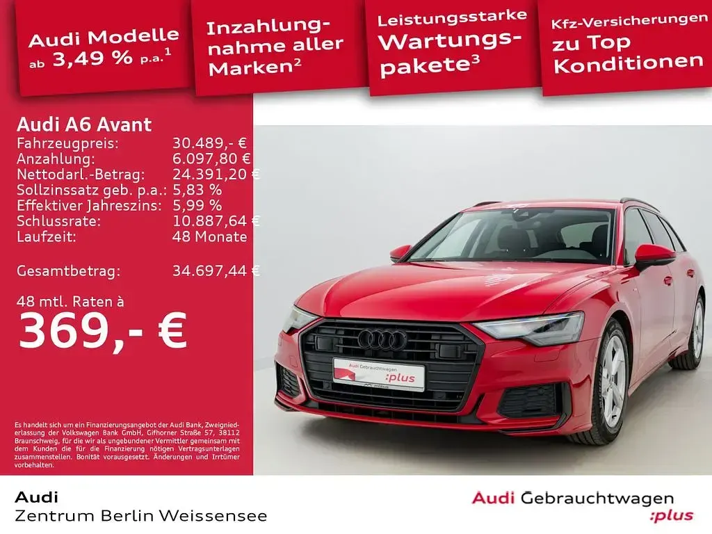 Używany Audi A6 Ambiente 165 KM (121 kW) 2022 Czerwony Kombi