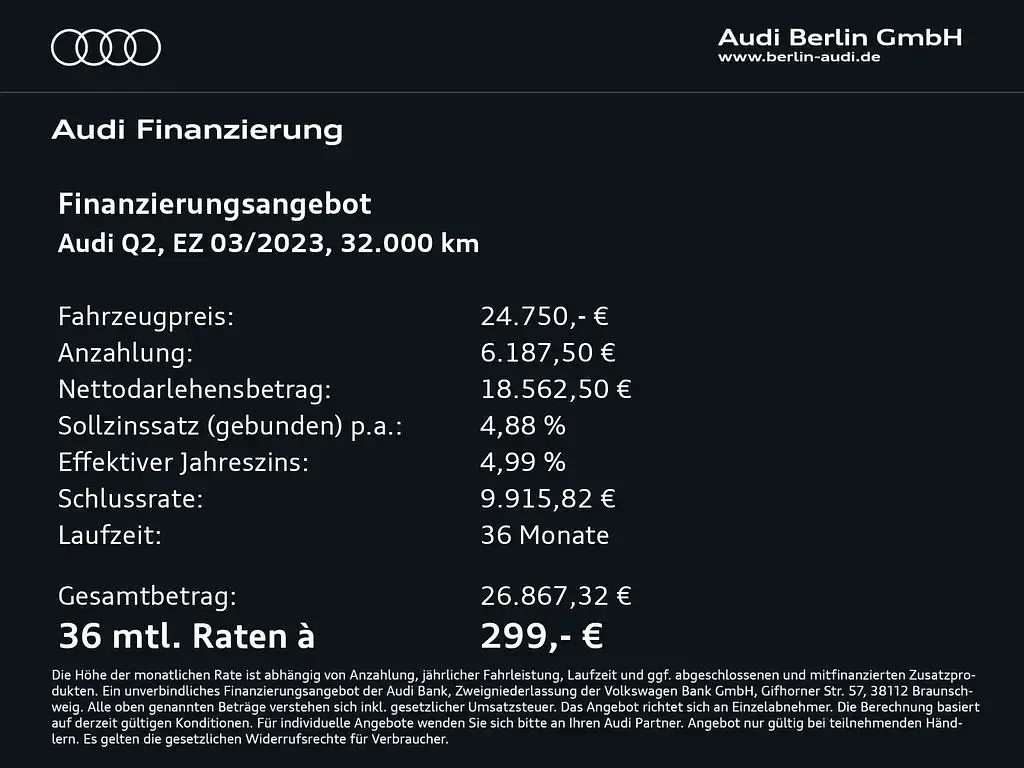 Gebraucht Audi Q2 Comfort 150 PS (110 kW) 2023 Mythosschwarz metallic SUV