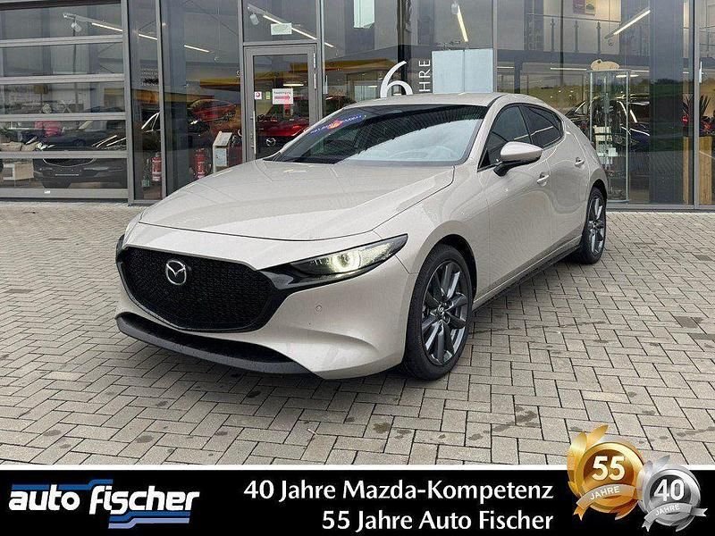 Deep crystal blue Neu 2025 Mazda 3 Exclusive-Line Limousine | 27.990 € - Bild 1/4