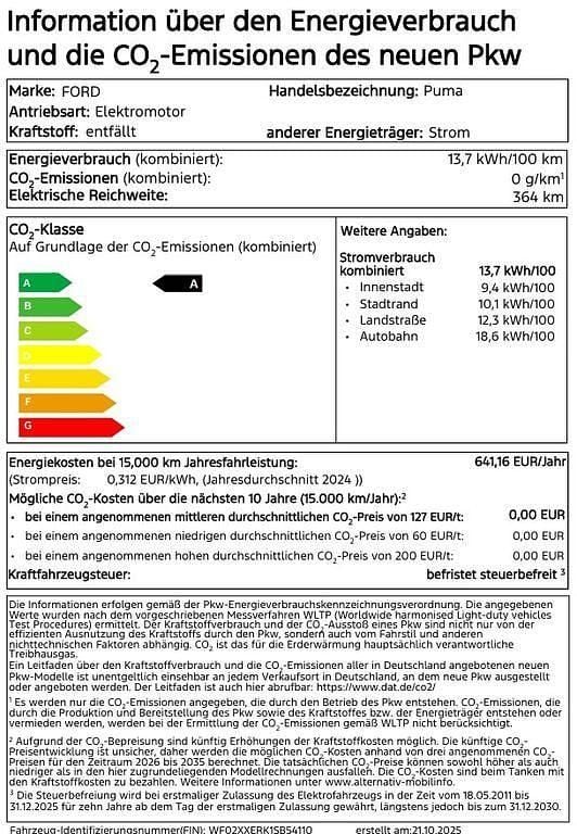 Agate black metallic Neu 2025 Ford Puma Gen-E Premium SUV | 34.350 € (Fairer Preis) - Bild 1/1