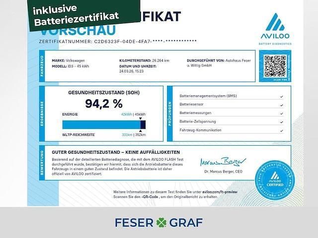 Gebraucht VW ID.3 Pure 110 kW (150 PS) 2022 Weiß Kleinwagen