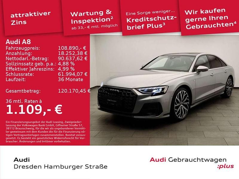 Florettsilber metallic Gebraucht 2024 Audi A8 Ambiente Limousine | 108.890 € - Bild 1/3