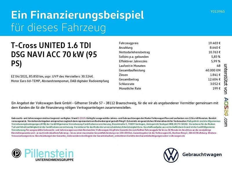 Gebraucht VW T-Cross United 95 PS (69 kW) 2021 Grau SUV