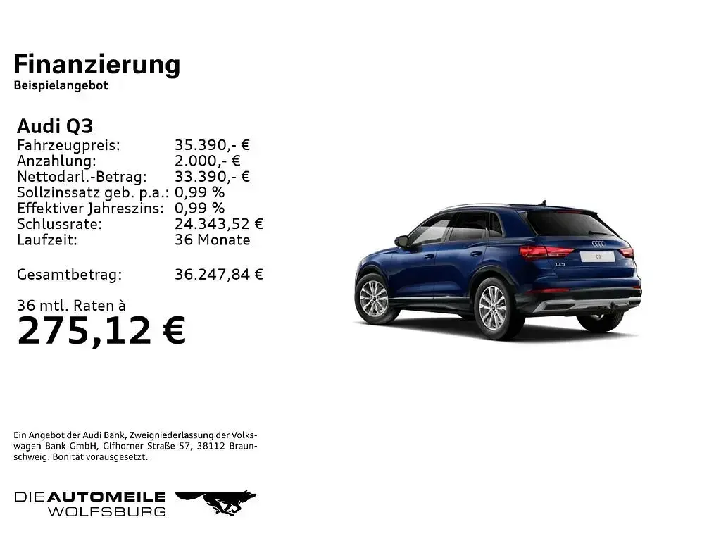 Gebraucht Audi Q3 Advanced Plus 150 PS (110 kW) 2025 Navarrablau metallic SUV