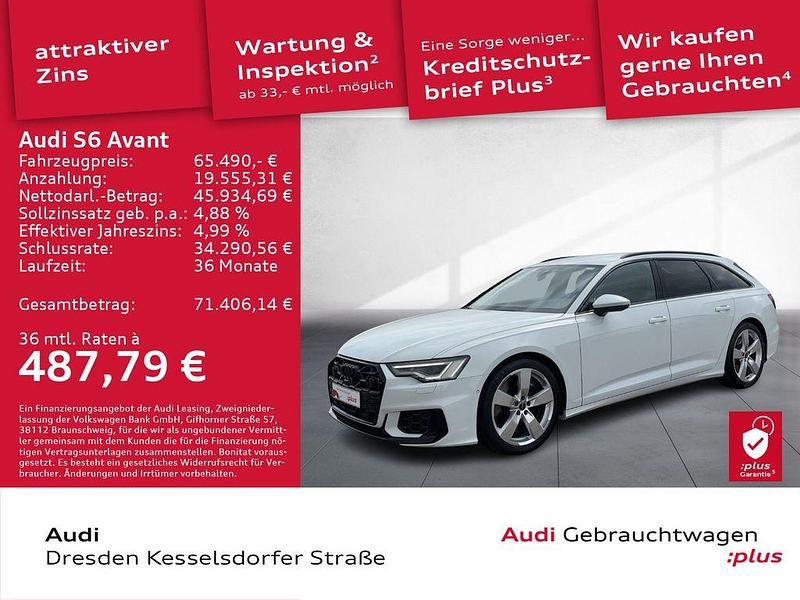 Gletscherweiß metallic Gebraucht 2024 Audi S6 Ambiente Kombi | 65.490 € (Guter Preis) - Bild 1/4