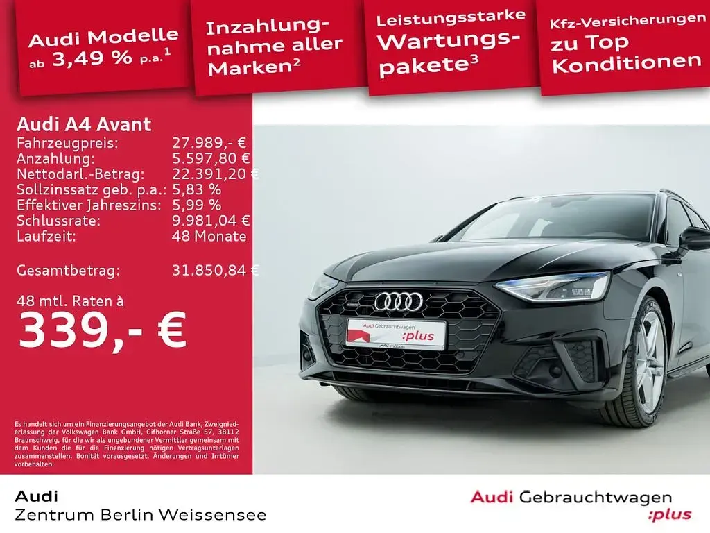 Gebraucht Audi A4 S-Line 205 PS (150 kW) 2023 Mythosschwarz metallic Kombi