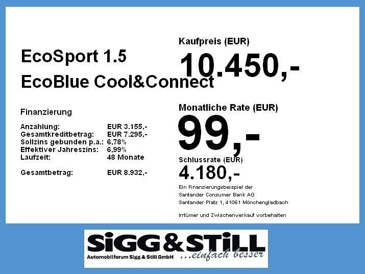 Gebraucht Ford Ecosport Cool & Connect 101 PS (74 kW) 2018 Blazerblau SUV