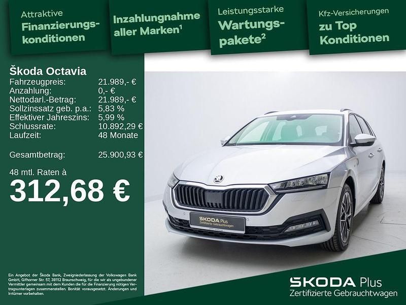 Brillantsilber metallic met. Gebraucht 2022 Skoda Octavia Clever Kombi | 21.989 € (Superpreis) - Bild 1/4