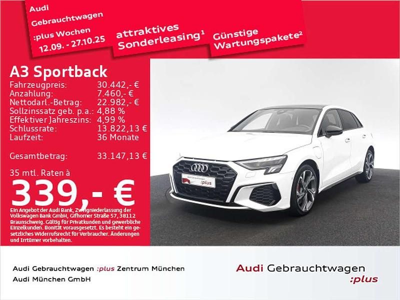 Ibisweiß Gebraucht 2021 Audi A3 e-tron S-Line Kleinwagen | 30.442 € (Teuer) - Bild 1/2