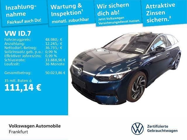 Aquamarinblau metallic/schwarz Neu 2025 VW ID.7 Pro Limousine | 48.980 € - Bild 1/4