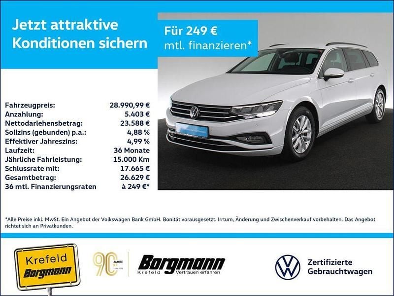 Gletscherweiß metallic (metallic) Gebraucht 2023 VW Passat Business Kombi | 28.991 € (Fairer Preis) - Bild 1/3