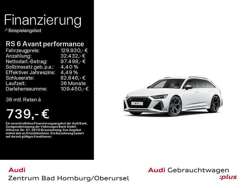 Gletscherweiß metallic Gebraucht 2025 Audi RS6 Performance Kombi | 129.930 € (Superpreis) - Bild 1/4