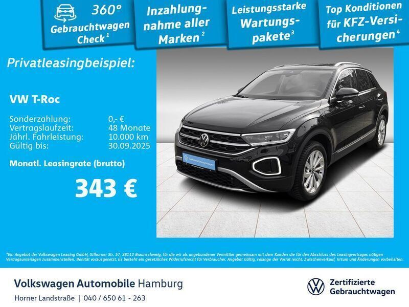 Deep black perleffekt (metallic) Gebraucht 2024 VW T-Roc Style SUV | 29.650 € (Fairer Preis) - Bild 1/3