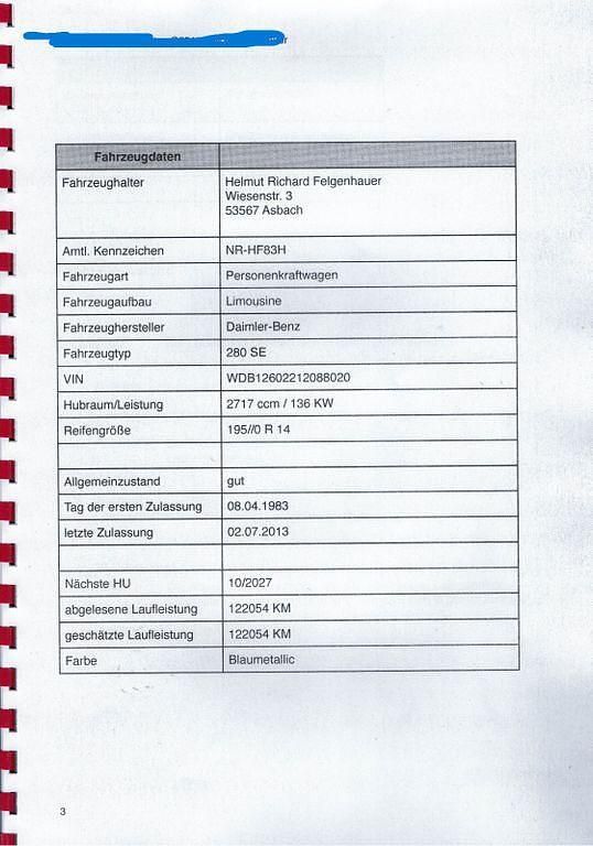 Gebraucht Mercedes 280 SE 185 PS (136 kW) 1983 Blau Limousine