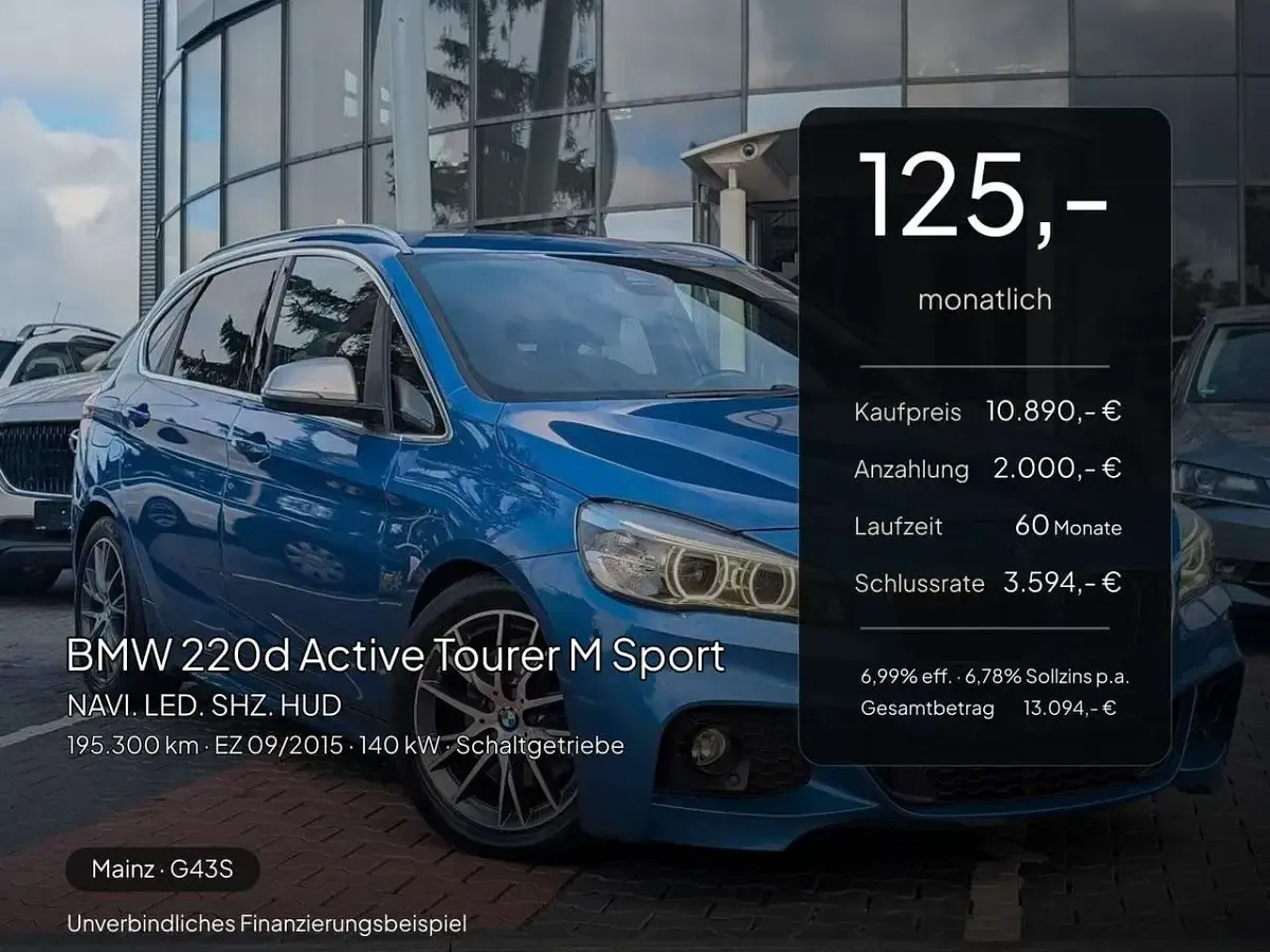 Gebraucht BMW 220 M Sport 190 PS (139 kW) 2015 Blau Van / Kleinbus