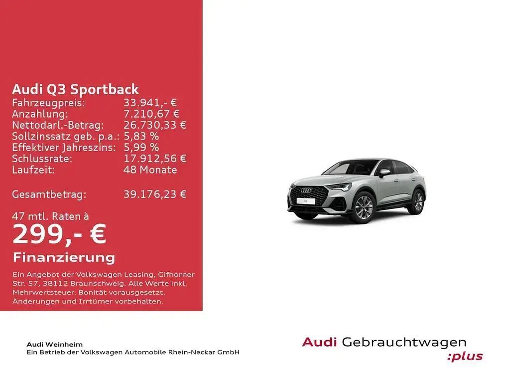Gebraucht Audi Q3 Sportback S-Line 150 PS (110 kW) 2023 Silber SUV