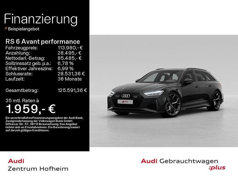 Mythosschwarz metallic Gebraucht 2023 Audi RS6 Performance Kombi | 113.980 € - Bild 1/3