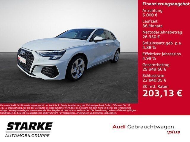 Gletscherweiß metallic Gebraucht 2024 Audi A3 S-Line | 29.960 € (Guter Preis) - Bild 1/4