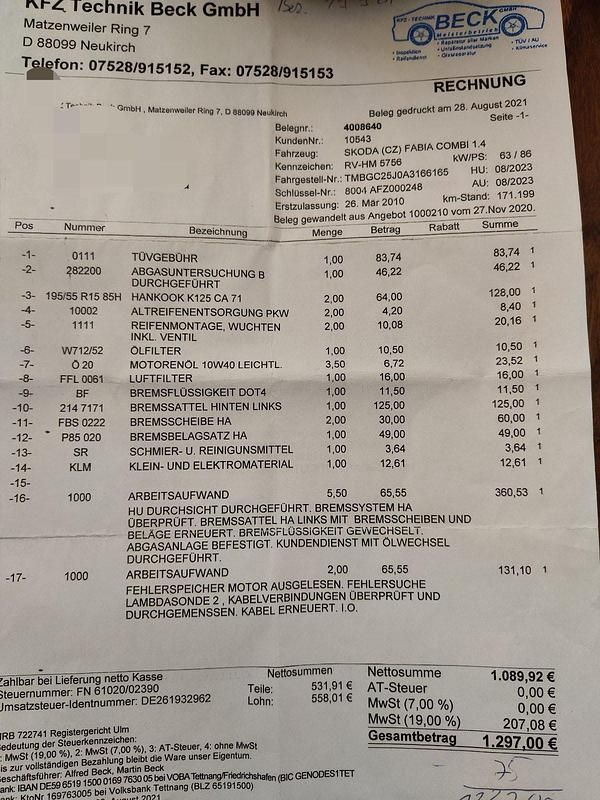 Gebraucht Skoda Fabia 86 PS (63 kW) 2010 Kombi